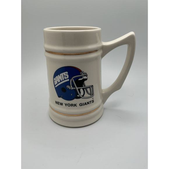 New York Giants NFL Glass Beer Mug Stein Raised Etched Logo EUC 14oz - Picture 1 of 7